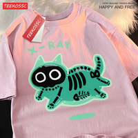 Bubble Cat Colorful Catprintingmen'S T-Shirts Cartoon Sports T Shirts Popular Hip Hop T-Shirt Fashion Fashion Short Sleeved