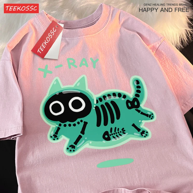 Bubble Cat kolorowy nadruk z kotem t-shirty męskie kreskówki sportowe t-shirty popularna koszulka hiphopowa moda moda z krótkim rękawem
