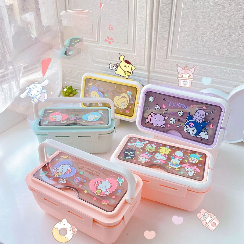 

Sanrio Hello Kitty Kawaii Anime Large Capacity Lunch Box Cute Sweet Cinnamoroll My Melody Cartoon Portable Lovely Gifts for Kids