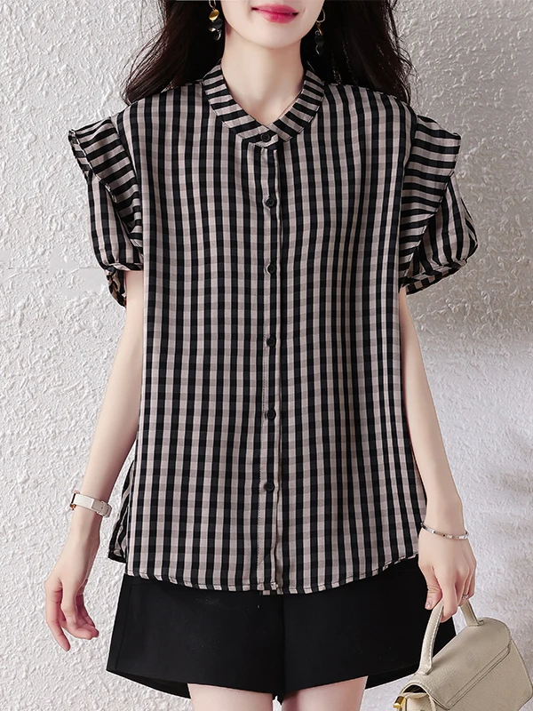 

Летняя женская рубашка больших размеров 2026: повседневный стиль, короткий рукав, цветочный принт, стройнящий крой, универсальная модная повседневная одежда