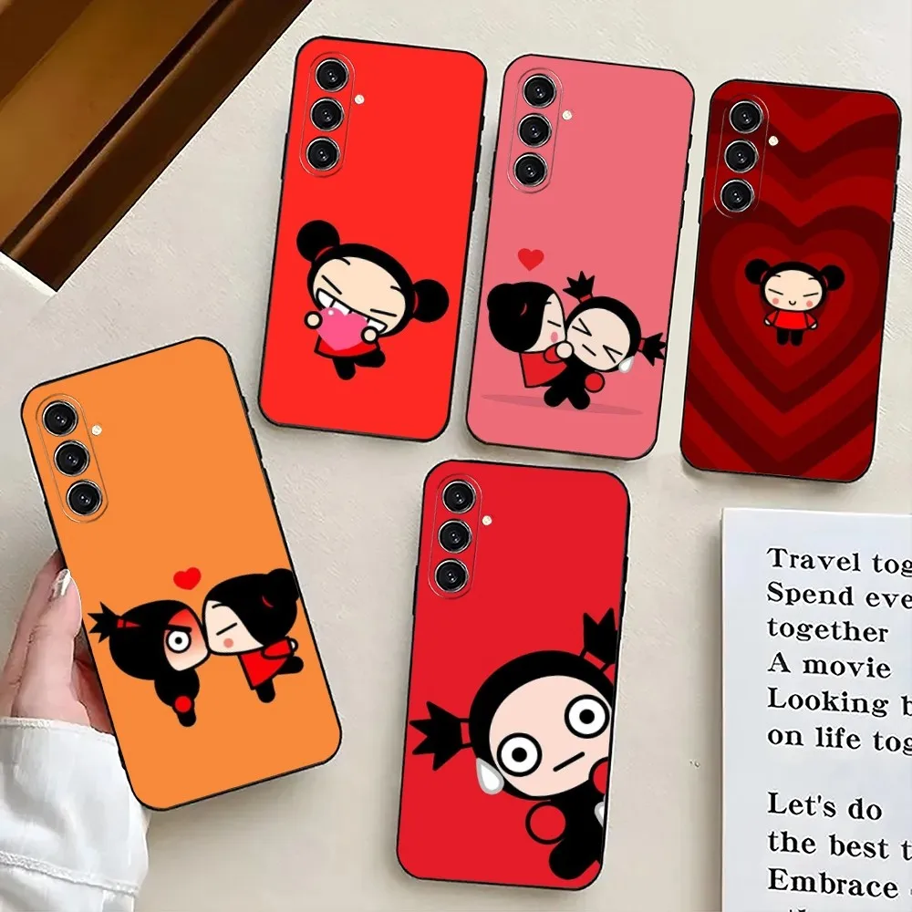 Cartoon P-Pucca-Garu Phone Case For Samsung S24,21,22,23,30,Ultra,S20,Plus,Fe,Lite,Note,10,9,5G Black Soft Cover