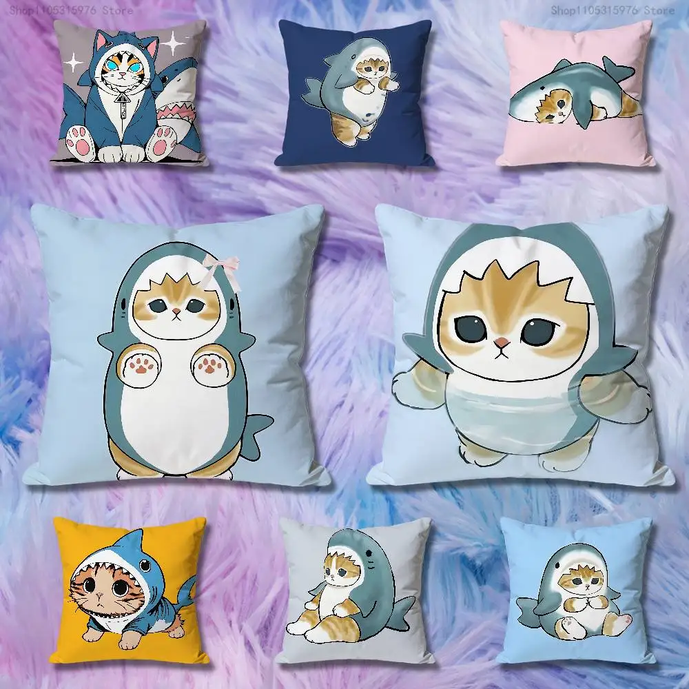 

Cute S-Shark H-Hooded Fun Cat Celebrity Merchandise All-Match Printed Pillow Case Sofa Car Office Room Decoration Protector