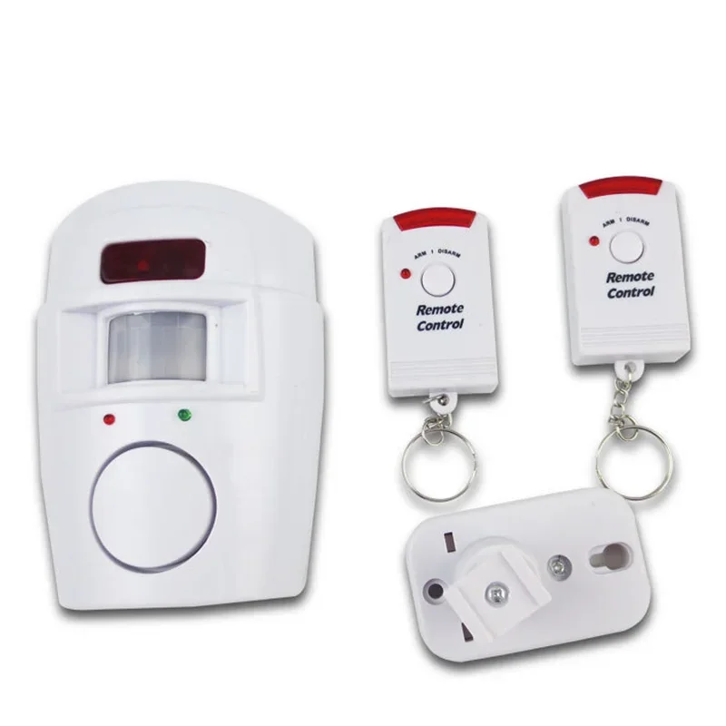 Wireless Alarm Infrared Motion Sensor Alarm - Burglar Alarm with 2 Remote Controls, 105dB, Suitable for Home/Garages/Shops