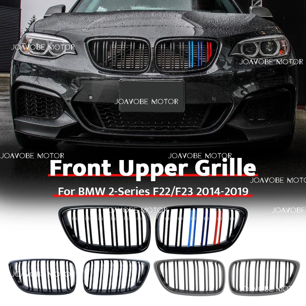 

Glossy Black Glossy M-Color Matte Black Double Line Style Front Bumper Grille For BMW 2 Series 2014-2019 F22 F23 F87