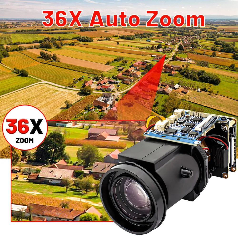 36X Optical Zoom Camera IMX415 CMOS Auto Focus 8MP 4K POE IP Camera Module CCTV Varifocal Onvif RTSP H.265 Security Camera