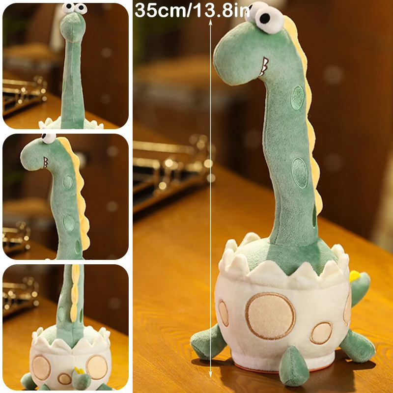 Elektryczny pluszowy dinozaur dla niemowląt, śpiewający, świecący, miękka poduszka do rzucania, dekoracje, prezent urodzinowy dla dzieci.