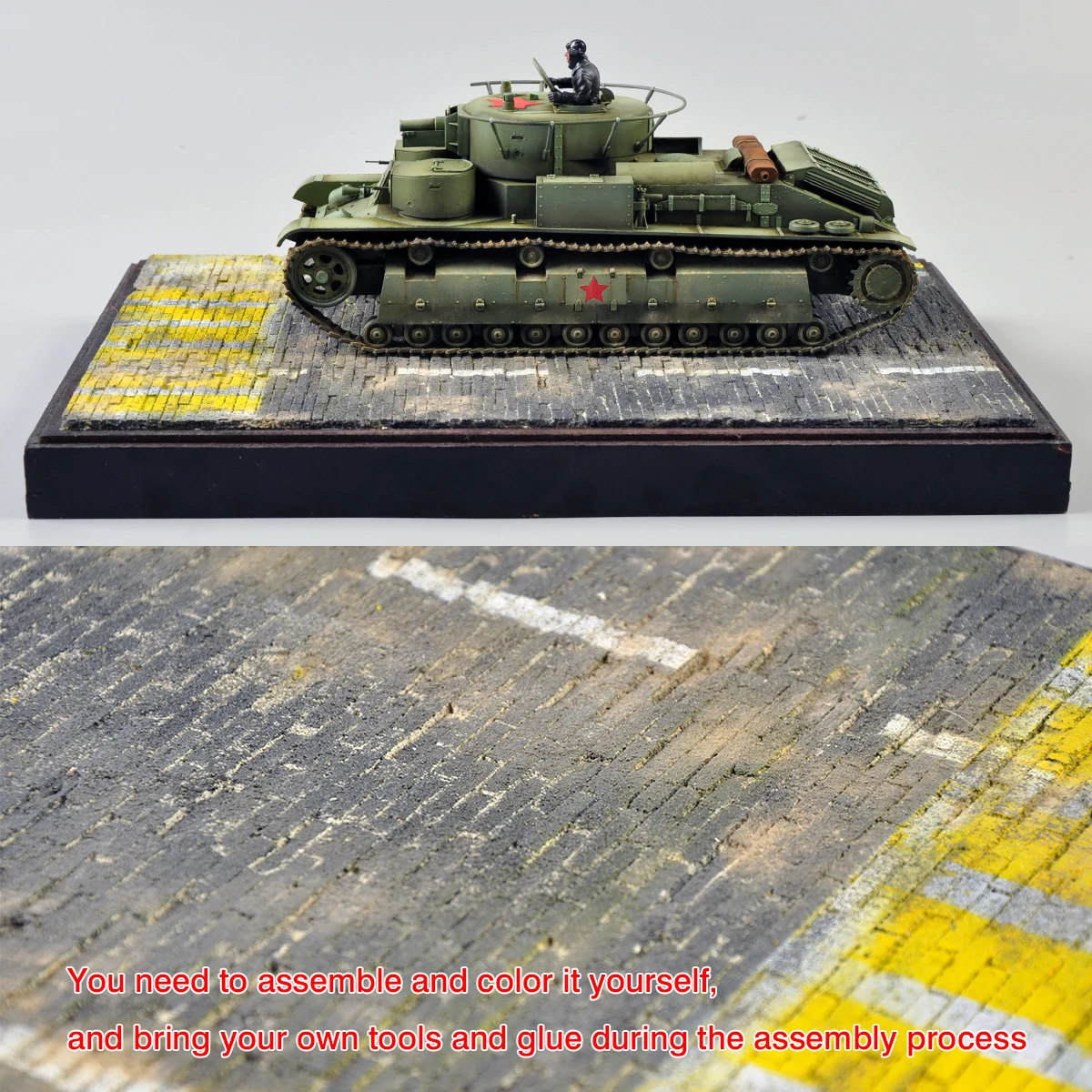Montage-Diorama, Maßstabsgetreuer Modellbausatz, Holz-Displayständer für Panzer, Fahrzeuge, gepanzerte Autos, Ausstellungsständer 1/35 – Detail 3