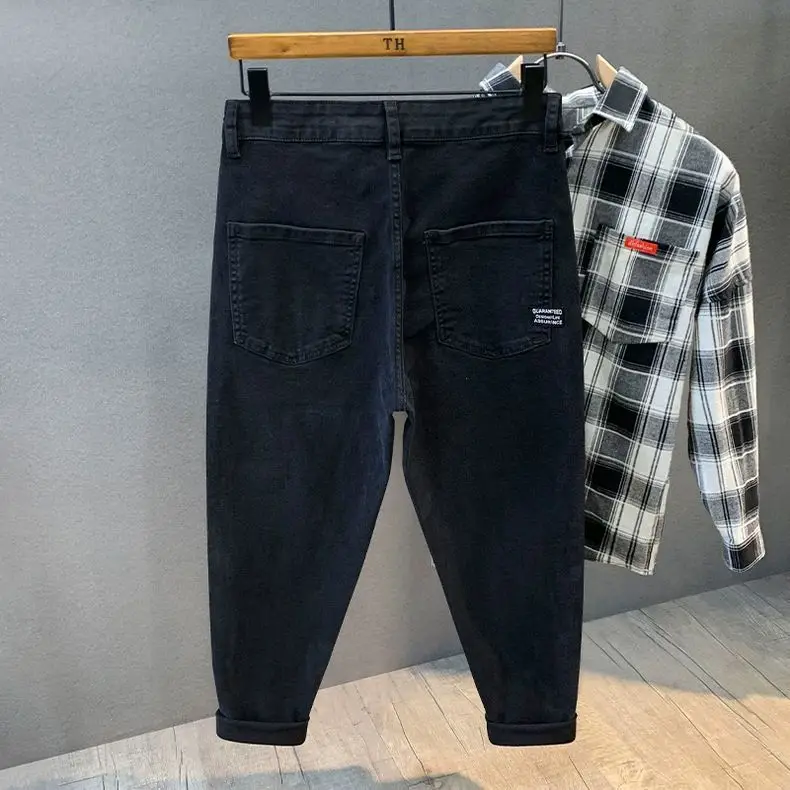 High-End Brand Spring Autumn Men's Jeans Casual Slim Fit Stretch Denim Pants Boys New Trend Luxury Clothing Washed Black Jeans