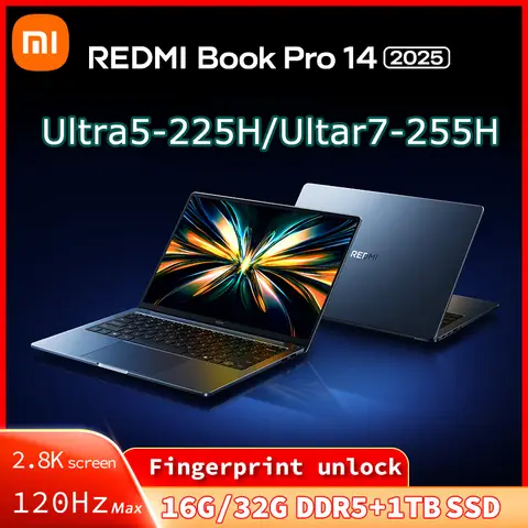 Xiaomi redmi book pro 14 2025 portátil intel core ultra 7 255h/ultra 5 225h 32g ddr5 + 1t ssd 2.8k 120hz notebook escritório ultrabook