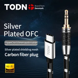 TODN aux audio usb c typ c do 3.5 jack dac cable tipo c silver usb 32bits/384khz Nadaje się do telefonów samochodowych słuchawki głośnik