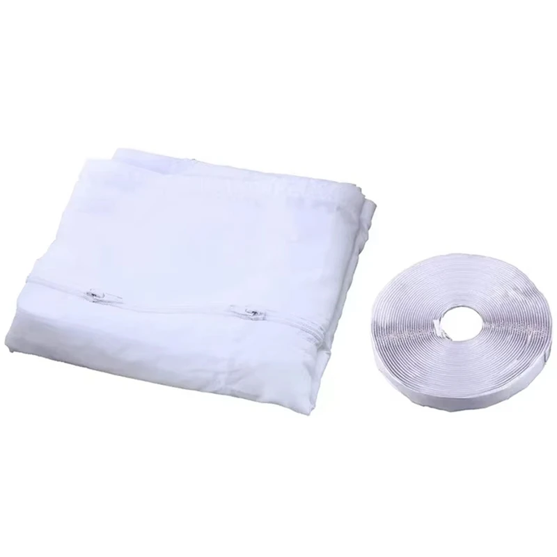 FULL-Airlockซีลหน้าต่างสําหรับเครื่องปรับอากาศแบบพกพา,300 ซม.ผ้ายืดหยุ่นแผ่นปิดผนึกหน้าต่างซีลซิป/กาว