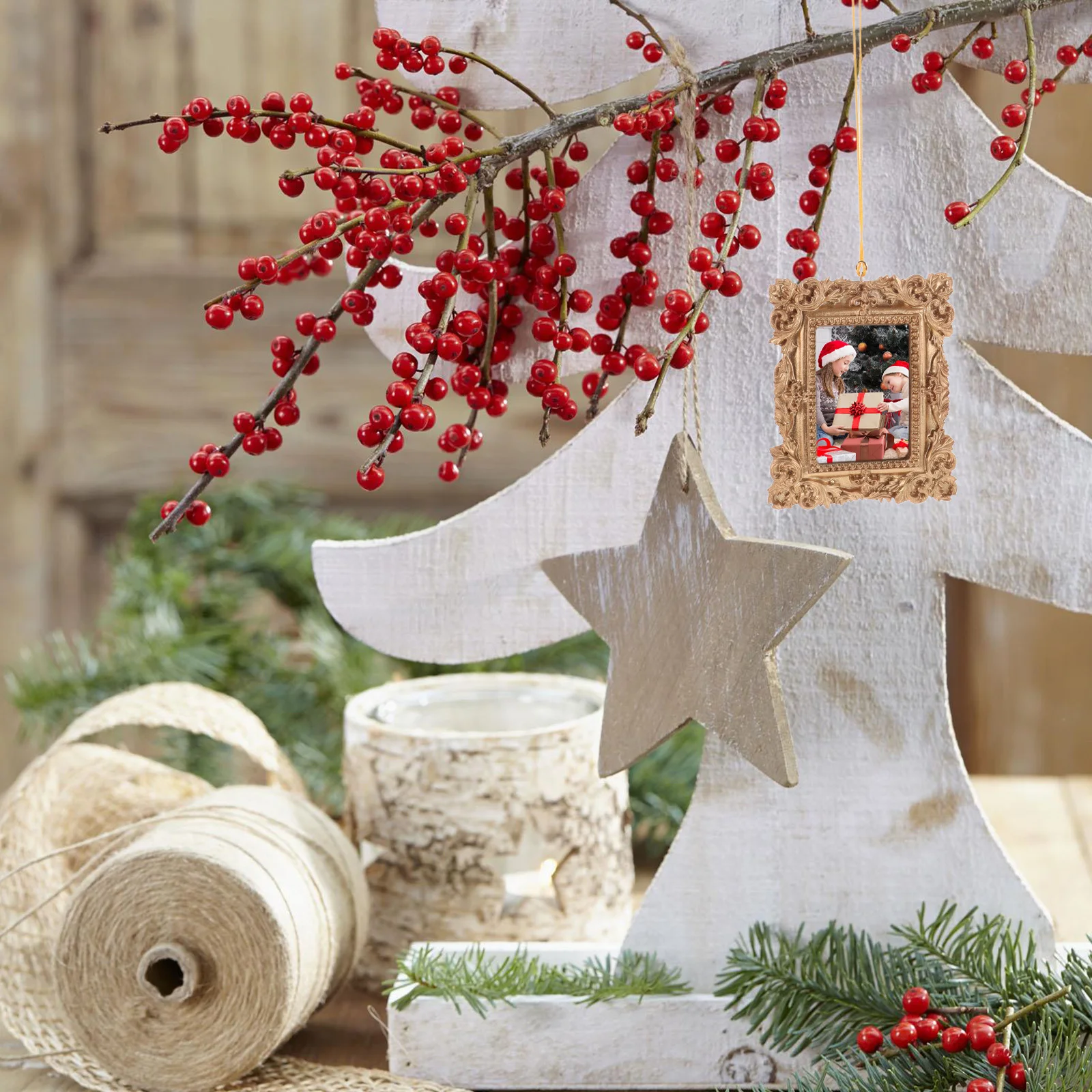 إطار صورة صغير ديكور إطارات الذهب خمر الصغيرة لشجرة عيد الميلاد الحلي عرض الصور ديكور المنزل عطلة الجدار