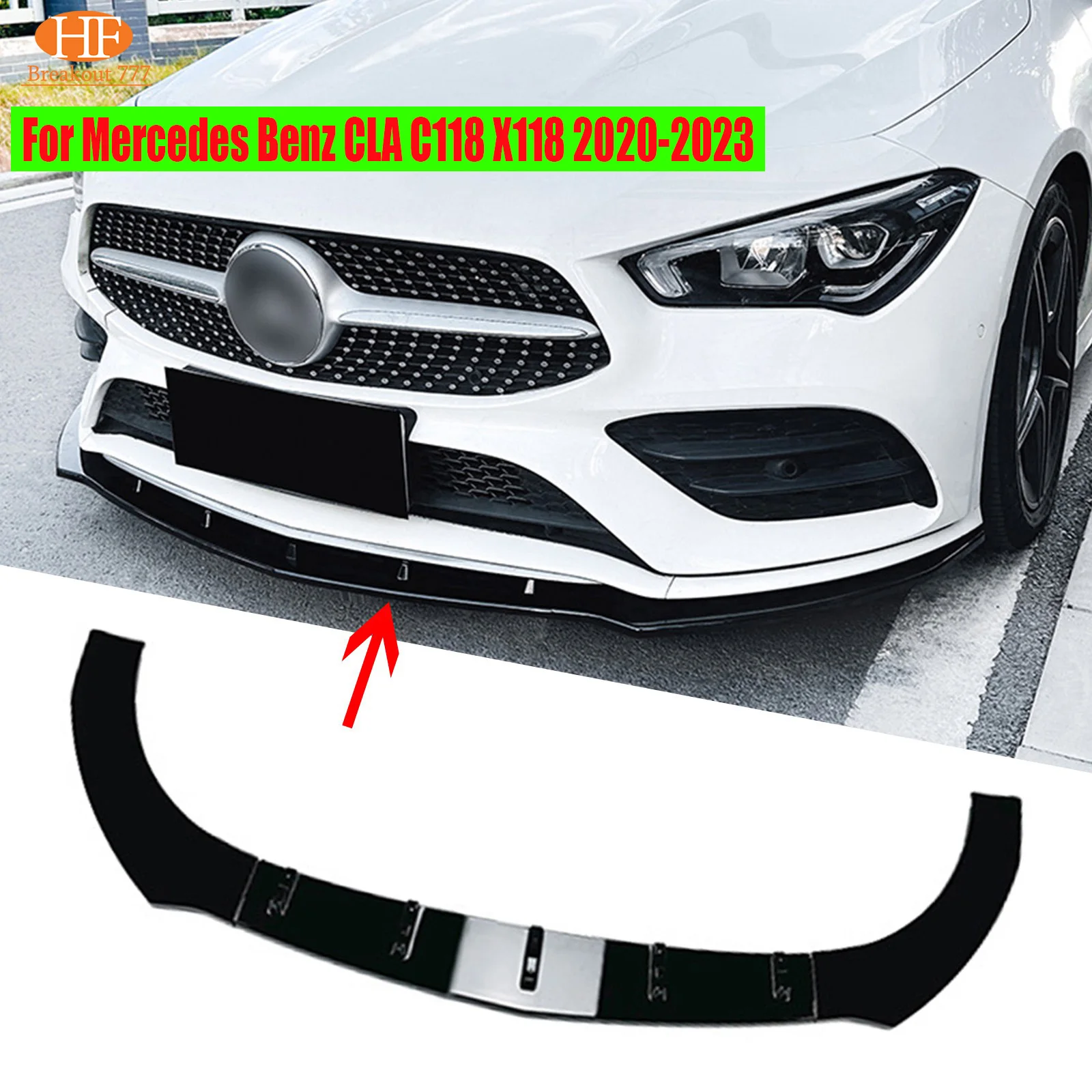 

For Mercedes Benz CLA C118 X118 2020-2023 Car Front Bumper Spoiler Lip Kit Canard Covers Body Kits Car Accessories