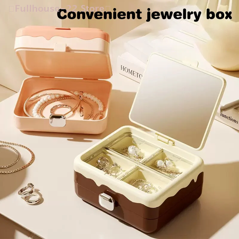 

【MAX-22】Mini Jewelry Storage Box With Mirror Bridesmaid Gift Ideas Travel Jewelry Case Birthday Party Box Mother's Day Gift