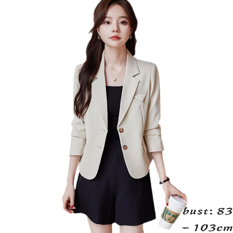 

High quality blazer for women jacket single breasted new spring 2024 elegant fashion clothes - black brown white