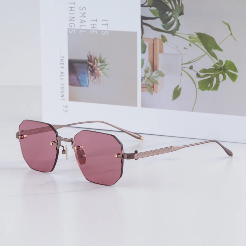 

Juno-One INS Fashion Niche High Street Rimless Sunglasses for Men 2026 Trendy Luxury Boundless Alloy Solar Glasses UV400