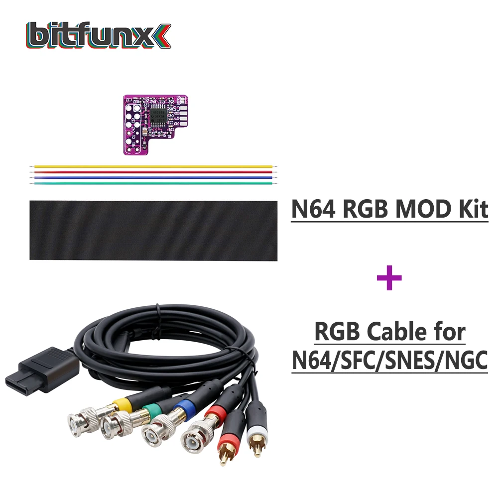 Bitfunx RGB Amp THS7374 Mod Chip Modification Kit for N64 NTSC Game Consoles