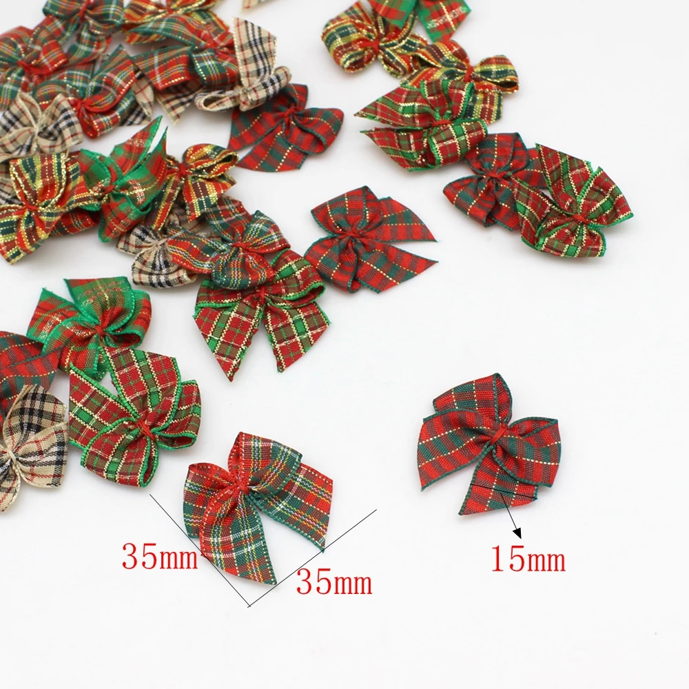 30 ชิ้น/ล็อต 3.5x3.5 ซม.โพลีเอสเตอร์ริบบิ้น Bows มินิซาติน Bows สําหรับงานฝีมือเย็บเครื่องประดับ Party Home ตกแต่งคริสต์มาส