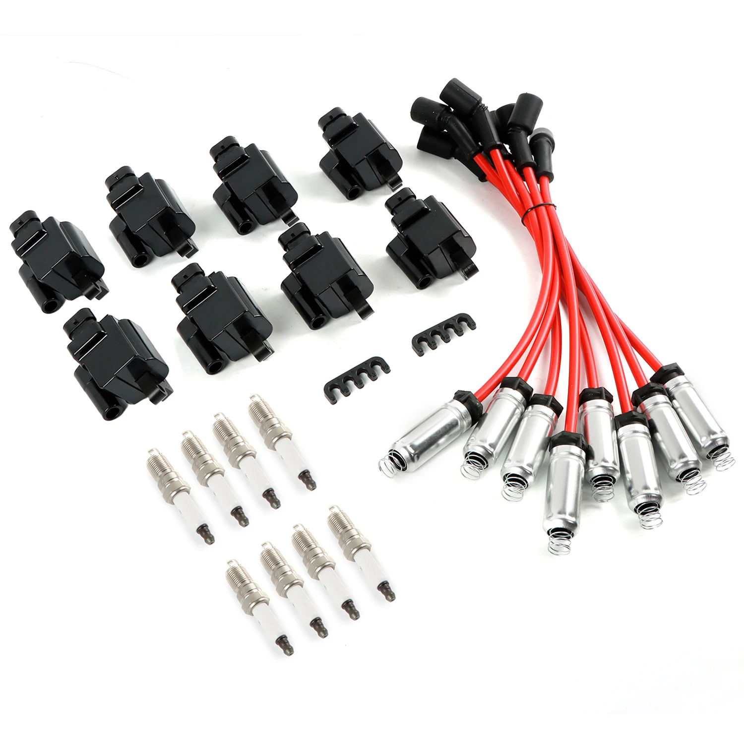 8pcs Ignition Coils +8pcs Iridium Spark Plugs+8pcs Spark Plug Wires For Chevy GMC 4.8L 5.3L 6.0L 8.1L UF271 Car Replacement Part