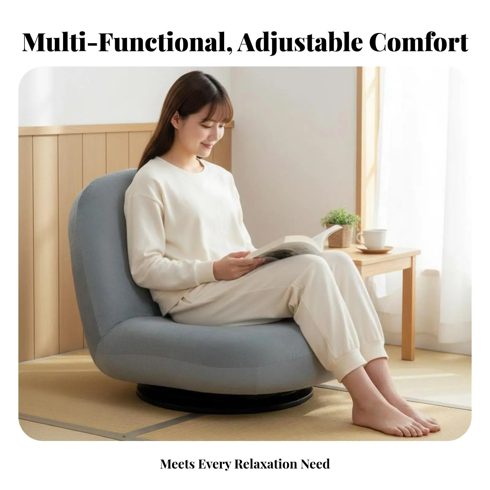

Rotate Floor Lounger Space-Saving Adjustable Rotate Floor Lounger Thick Padding Breathable Textile for Women, Teenagers