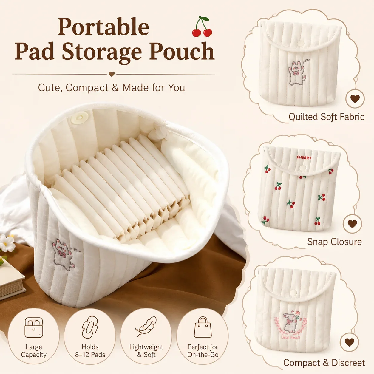 Mini Pocket Sanitary Pad Storage Bag Cute Portable Menstrual Napkin Organizer For Middle High School Girls