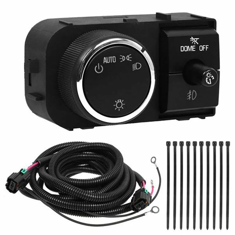 

Adjustment Switch Control Wiring Harness Kit Headlight Fog Lamp 25858705 For Silverado Sierra 1500 2500 3500