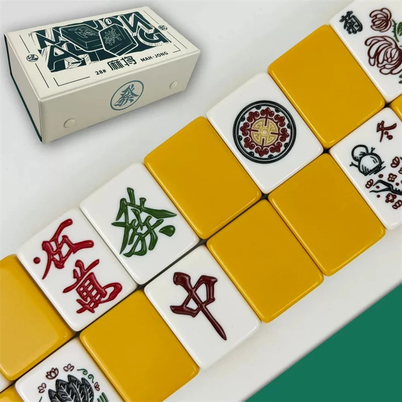 Hot Japanese family mahjong yellow blue mini travel portable folding positive machine thugs playing small mahjong