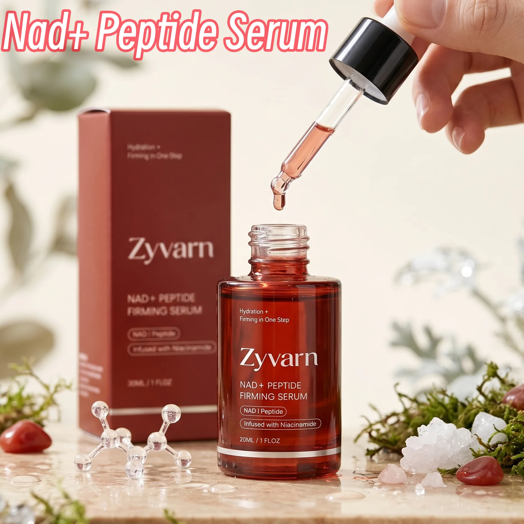 Suero de Péptidos Nad+ Antienvejecimiento, Refina los Poros, Reduce las Líneas Finas, Mejora el Tono Desigual de la Piel, Esencia Facial para una Piel Radiante y Brillante Duradera