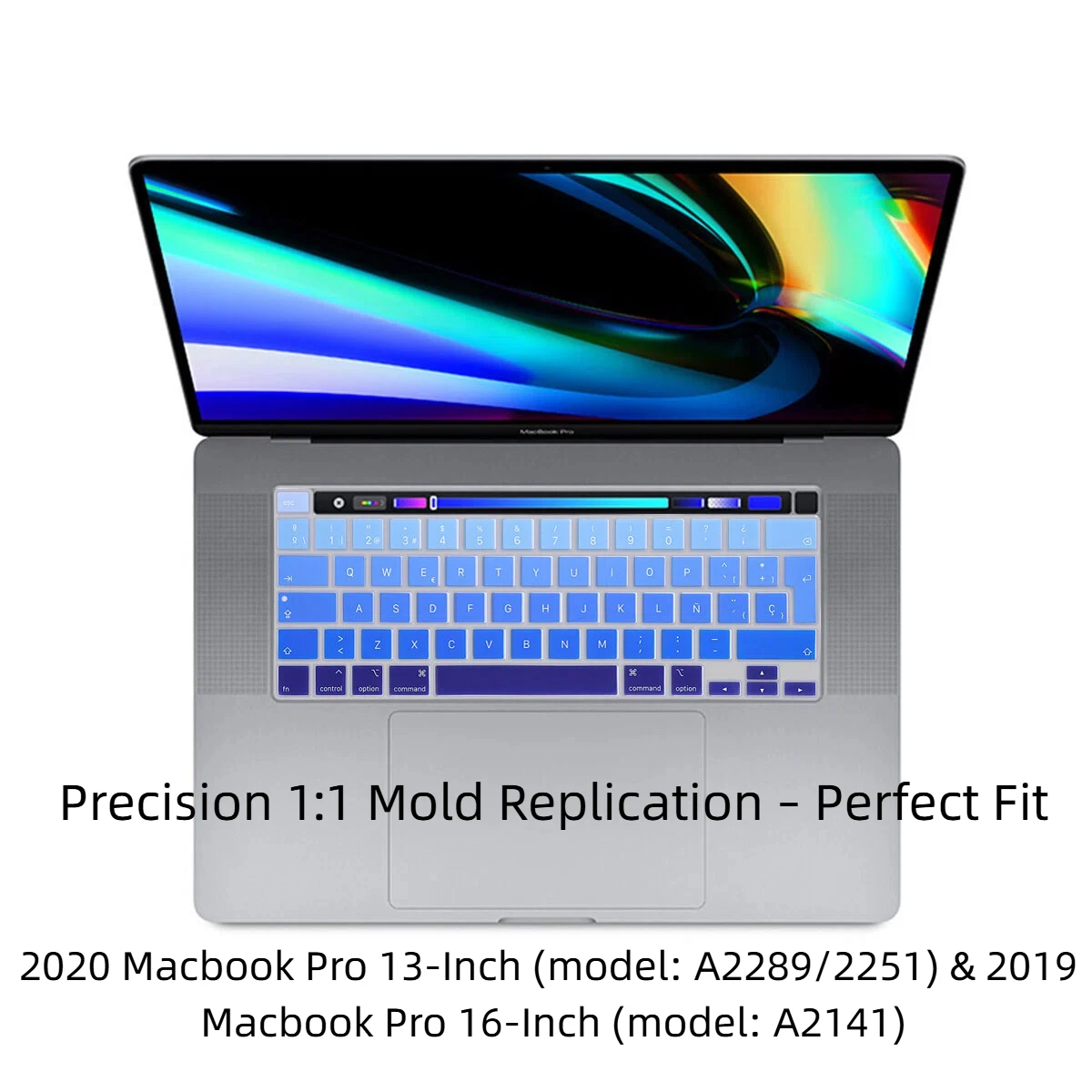 Silicone Spanish Keyboard Cover Skin for MacBook Pro 13” 2022 2021 2020 (Apple M2 M1 Chip A2338/A2289/A2251)&2019Pro 16” A2141