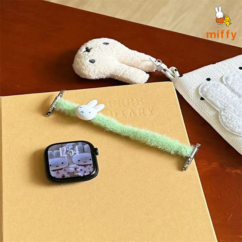 Cute Miffy Watch Band Suitable for Iwatch Ultra 10 9 Multicolor Simplicity Plush Watch Strap Anime Accessories Girl Perfect Gift