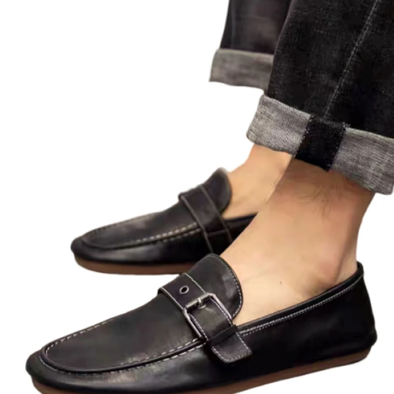 Beautiful Advanced Texture Simple and Comfortable All-Matching First Layer Cowhide Loafers Elegant and Beautiful AG1827