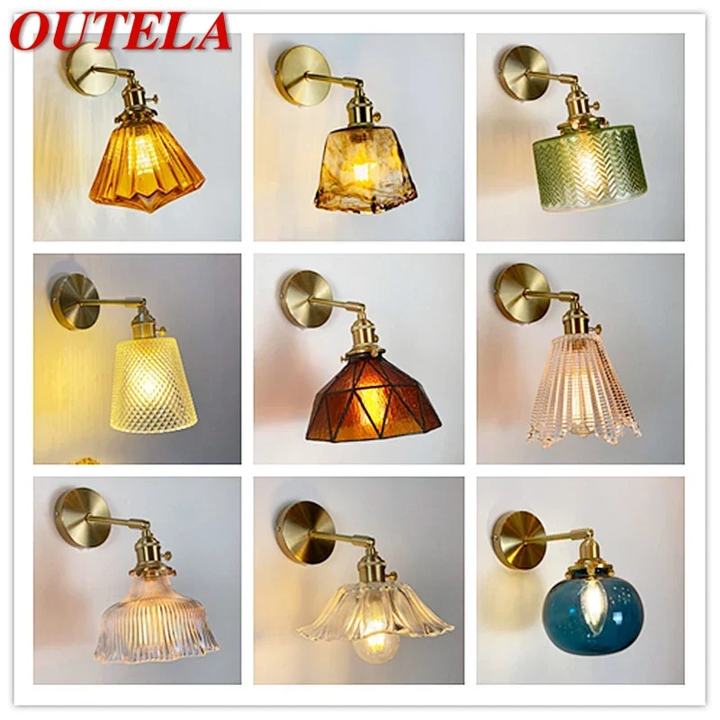 

OUTELA Nordic Brass Wall Lamp Indoor Living Room Bedroom Bedside Lamp Modern Hotel Corridor Hallway Wall Lamp