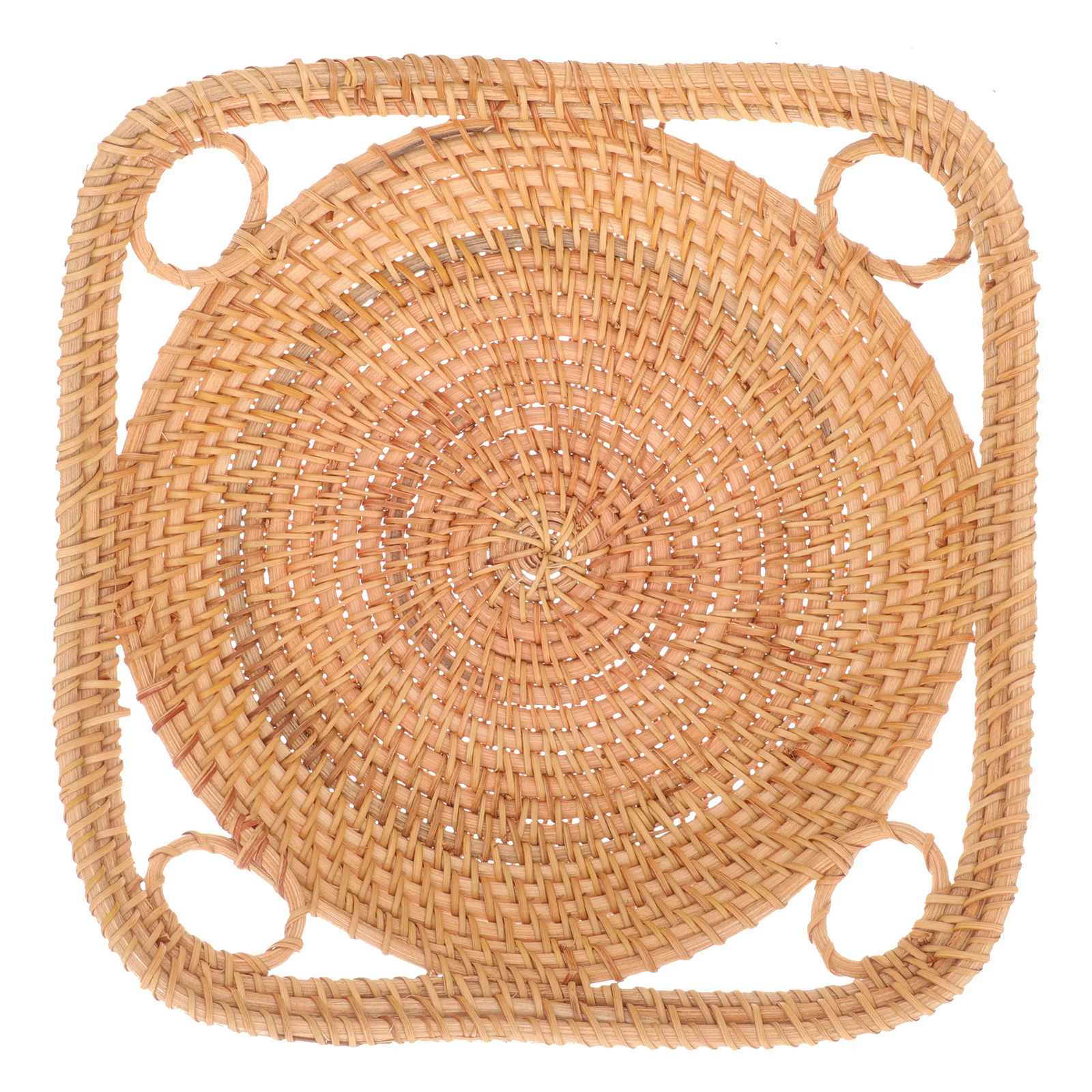 

Rattan Woven Basket Rustic Storage Tray Multi-Function Kitchen Fruit Snack Plate for Home Restaurant Use