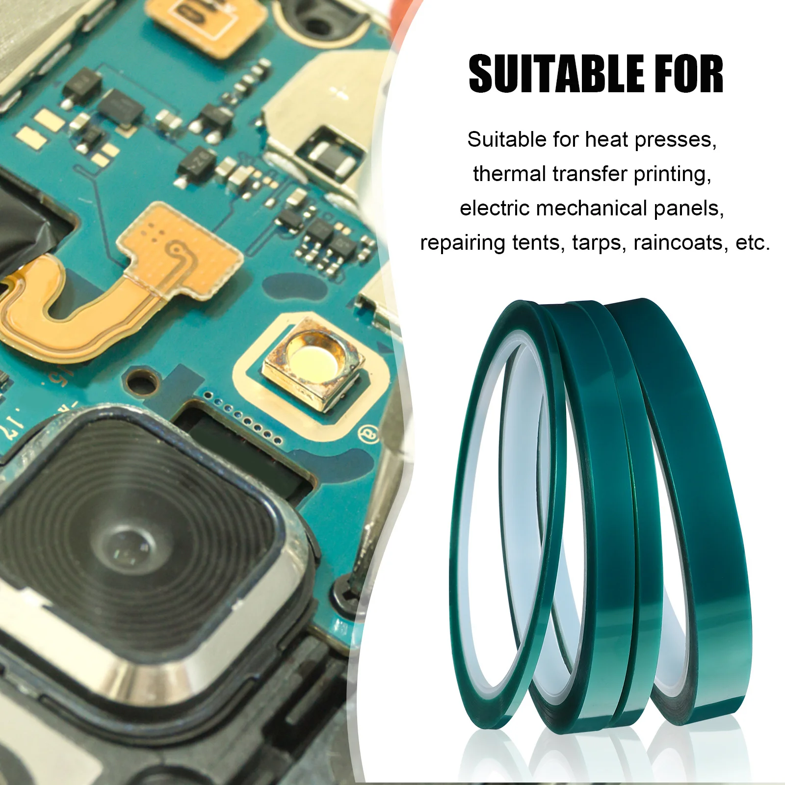 12 Rolls High Temperature Heat Tape Premium Pet Transfer Heat Press Tape for Electronics Printing Sublimation DIY Crafts