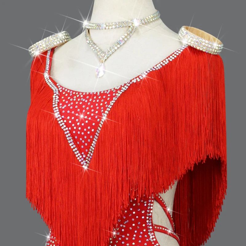 2025 Latin Dance Practice Clothing Stage Outfits For Women Sexy Costume Girls Tassel Dress Ballroom Prom Competition Female Suit