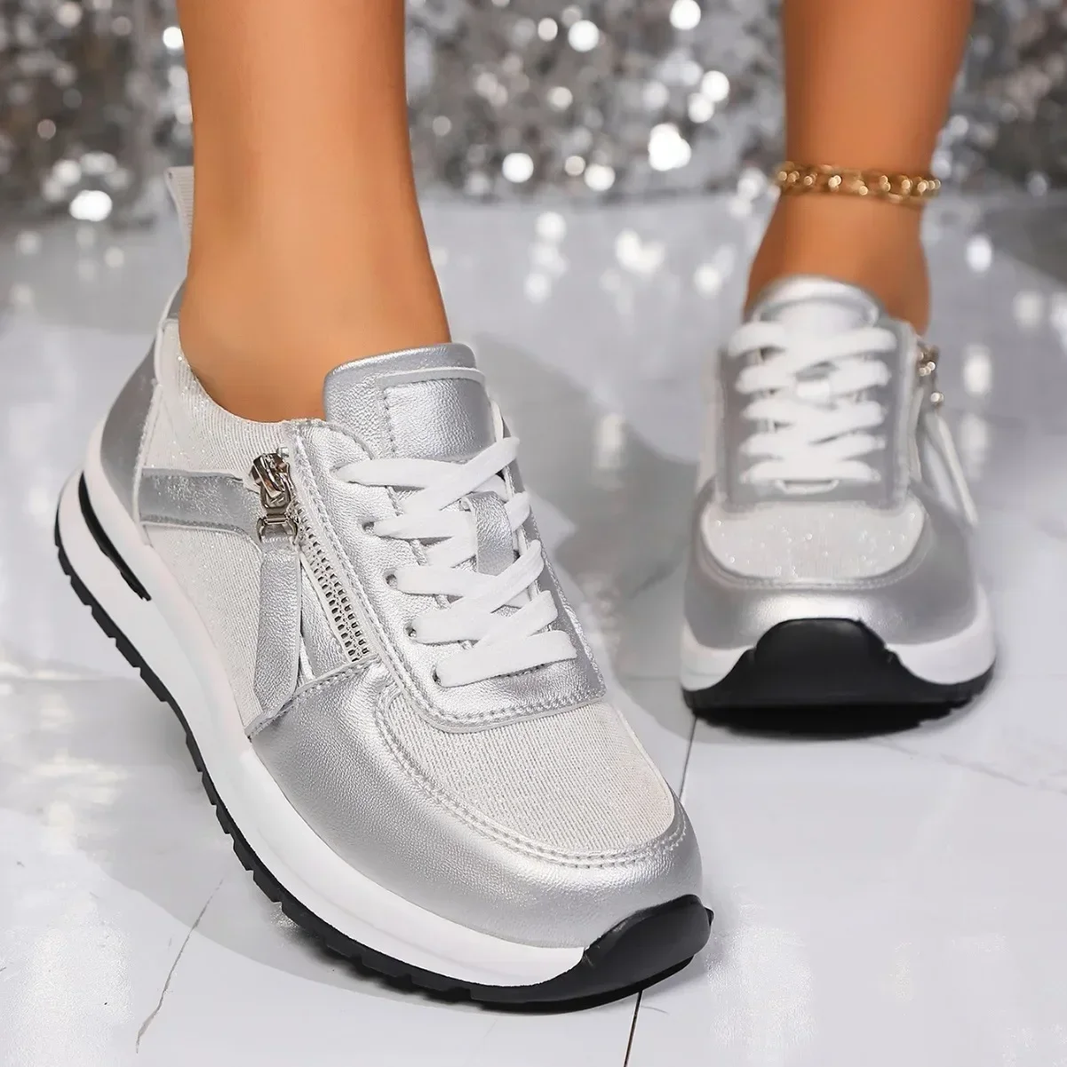 

2024 Wedge Casual Fashion Comfortable Women's Shoes Outdoor Versatile Lace Up Lightweight Sports Women's Vulcanized Shoes