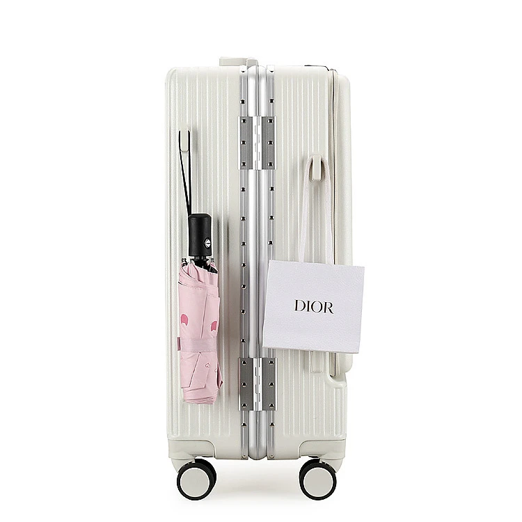 Luggage with Aluminum Frame and Thickened Front-open Cover for Male and Female Boarding with USB on multifunctional Trolley Bag