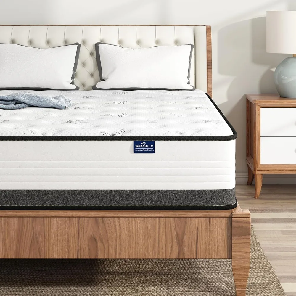 

10 Inch Queen Mattress in a Box, Hybrid Mattress with Memory Foam and Pocketed Coils for Breathable and Durable Support