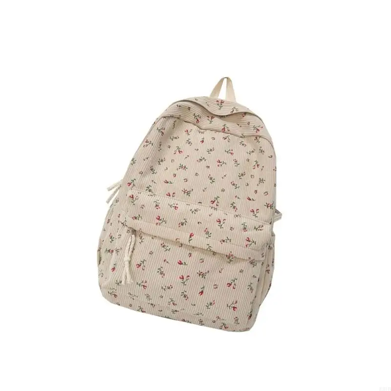 E8FB Student School Bag Flower Print Backpack Teens Large Capacity Laptop Daypacks