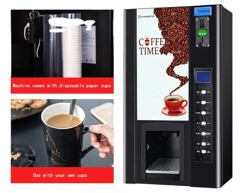 Professional Automatic Self Coin Card Payment Instant Premix Powder Milk Tea Coffee Vending Machine With CE Certificate