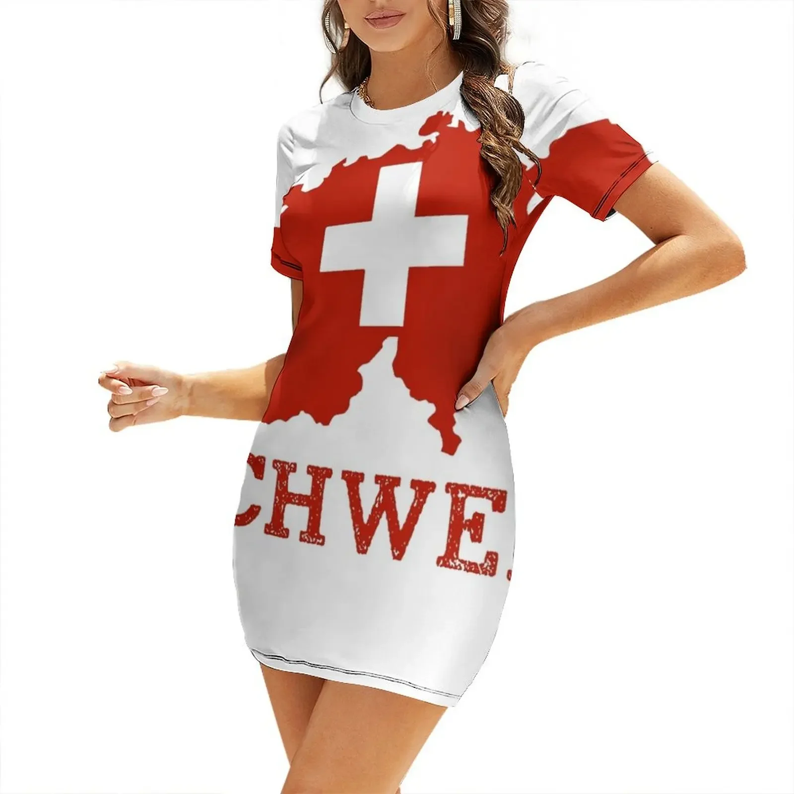 

Schweiz Short-Sleeved Dress women evening dress evening dress women Woman fashion summer dresses