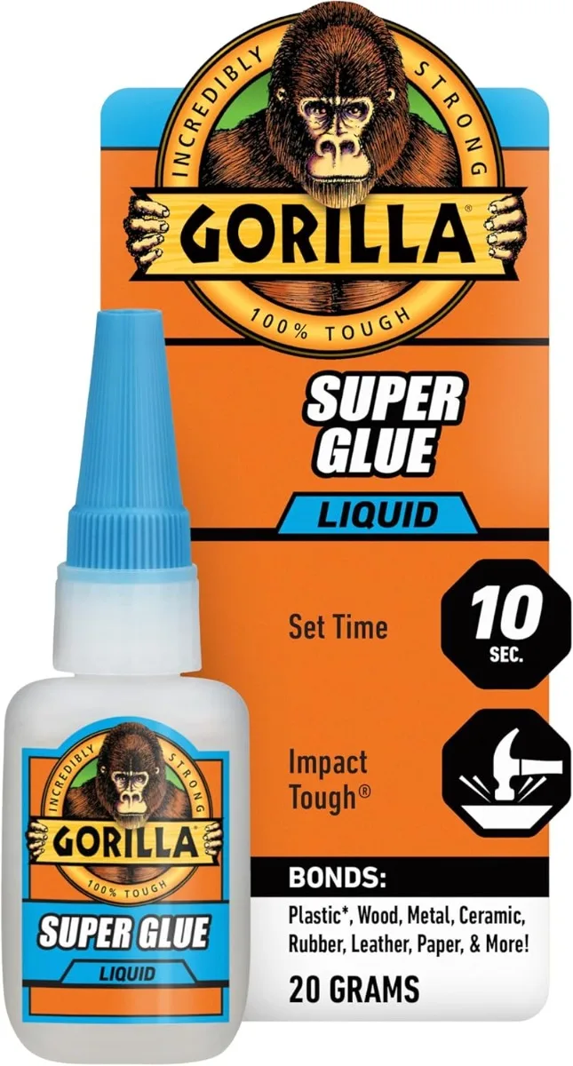 

Суперклей Gorilla, прозрачный, 20 грамм (1 шт.) - универсальный и быстросохнущий для проектов и ремонта