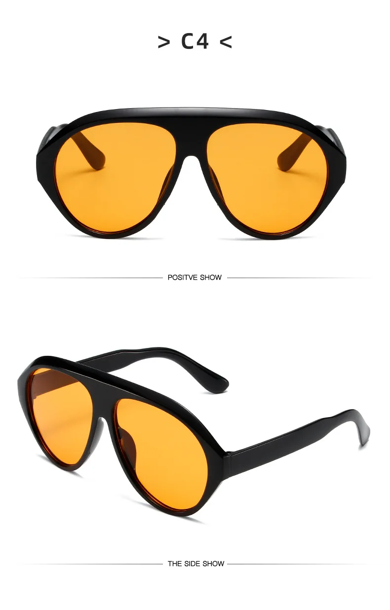 Übergroße Goggle-Sonnenbrille 2024 Damen Marken-Trend Sonnenbrille mit gelben Gläsern Herren Großrahmige Trend-Sonnenbrille UV400 802086 – Detail 18
