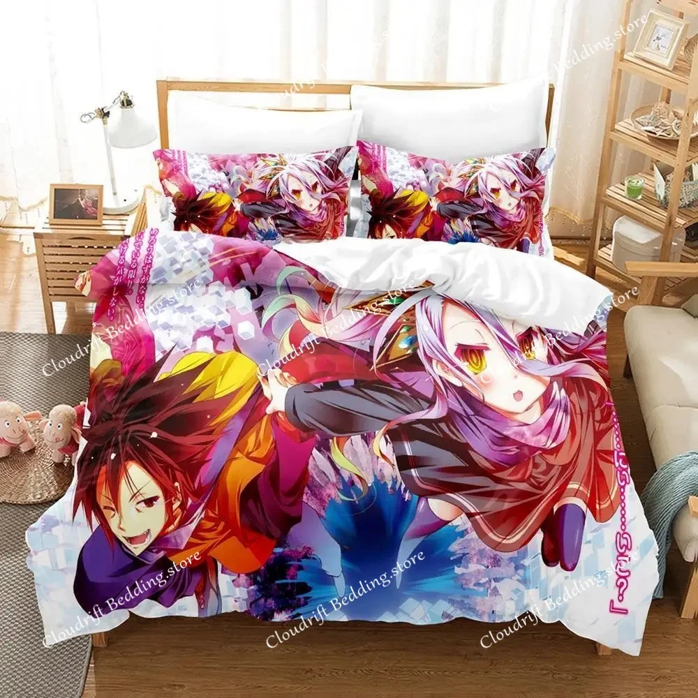 New Game No Game No Life Sora And Shiro Bedding Set Single Twin Full Queen King Size Bed Set Adult Kid Bedroom Duvet Cover Sets