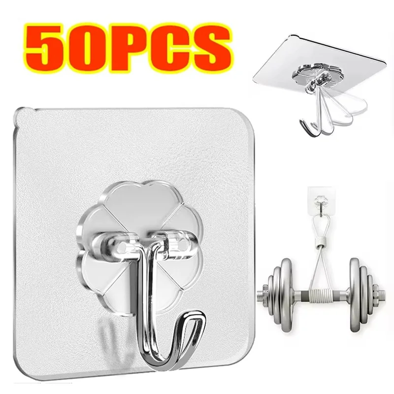 Transparent Hook Multi Function Sticky Hook Self Adhesive Door Wall Hangers For Outdoor Kitchen Door Household Storage Holder