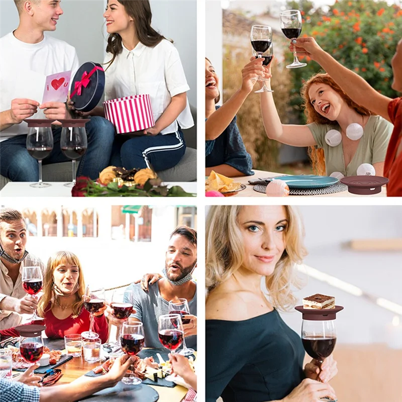 ABMI-Wine Glasses Snack Tray 4Pcs Silicone Charcuterie Topper For Restaurants Bars Gatherings Wine Glass Cup Cover,