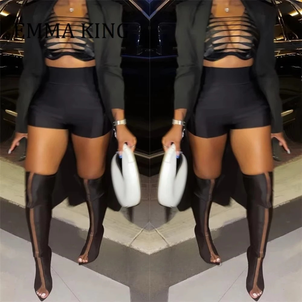 مثير خنجر عالية الكعب الفخذ أحذية عالية اللمحة تو المرأة تمتد فوق الركبة أحذية السيدات أنيقة فستان الحفلات أحذية للنساء