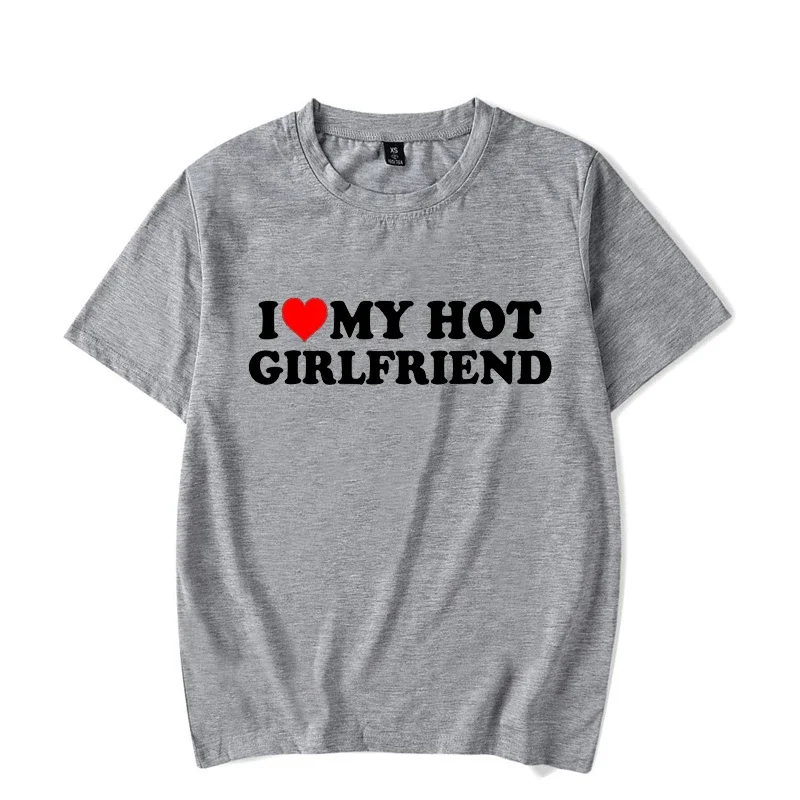 Harajuku Graphic هدايا عيد الميلاد بلايز قصيرة الأكمام I Heart My Boyfriend مضحك بلايز أنا أحب صديقي الساخن ملابس الشارع