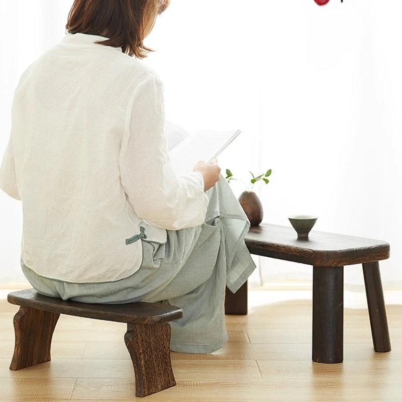 

Japanese Style Long Stool Solid Wood Shoe Bench Modern Bay Window Low Stool Porch Foot Seat Creative Kids Chair for Living Room