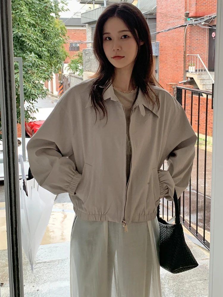 Short Style Jacket Women Korean Casual Thin Zipper Cardigan Simple Stylish Korean Version Lightweight Jacket